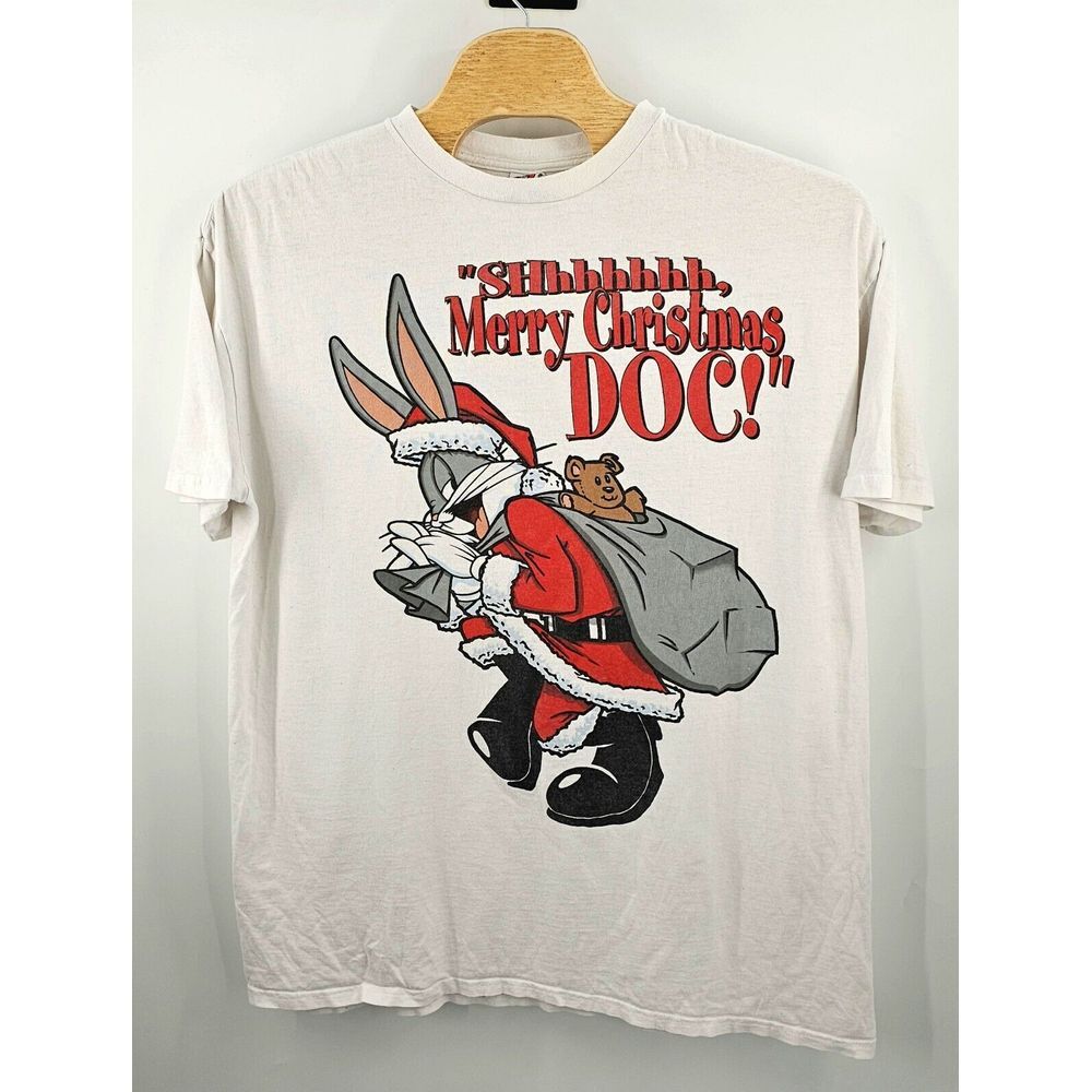 Vintage 1998 Looney Tunes Cartoon Christmas Shirt Size 2XL Bugs Bunny Oversized